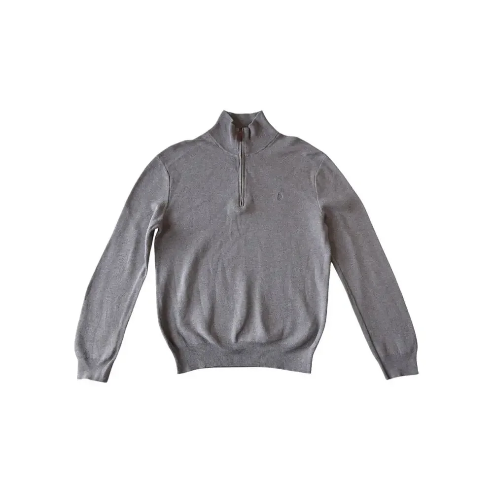 Polo Ralph Lauren Pima Cotton Quarter-Zip Sweater - Men's Medium - Heather Grey